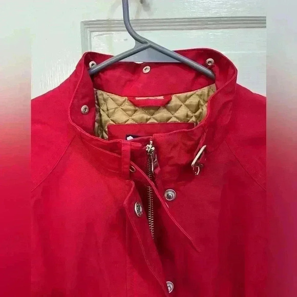 Lands End red puffer winter jacket with pockets & adjustable waist line size S - Picture 6 of 14